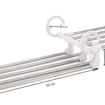 CARLA HOME  2 Pack Stainless Steel Adjustable 5 in 1 Pants Hangers Non-Slip Space Saving for Home Storage-2042061534284353545