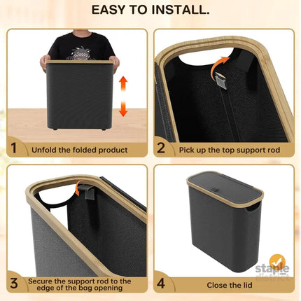 CARLA HOME 2 pack Toilet Paper Storage Basket Holds Up to 12 Rolls with Bamboo Lid and Handle for RV Closet (Black)-2042061561601855494