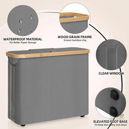 CARLA HOME 2 pack Toilet Paper Storage Basket Holds Up to 12 Rolls with Bamboo Lid and Handle for RV Closet (Grey)-2042061561782210563