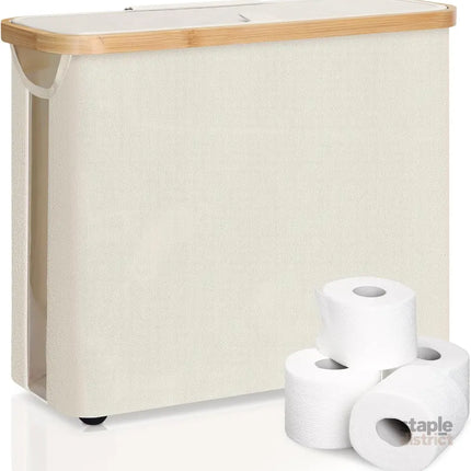 CARLA HOME 2 Pack Toilet Paper Storage Basket Holds Up to 12 Rolls with Bamboo Lid and Handle for RV Closet (White)-2042061561408917513