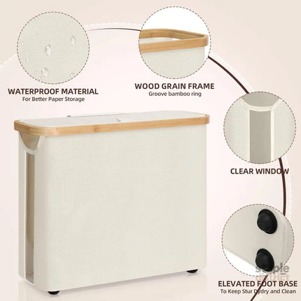 CARLA HOME 2 Pack Toilet Paper Storage Basket Holds Up to 12 Rolls with Bamboo Lid and Handle for RV Closet (White)-2042061561408917507
