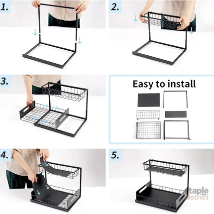 CARLA HOME 2 Pack Under Sink Organiser with Sliding Drawers for Kitchen & Bathroom-2042061552718319624