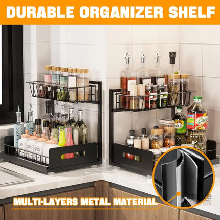 CARLA HOME 2 Pack Under Sink Organiser with Sliding Drawers for Kitchen & Bathroom-2042061552718319617