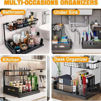 CARLA HOME 2 Pack Under Sink Organiser with Sliding Drawers for Kitchen & Bathroom-2042061552718319621