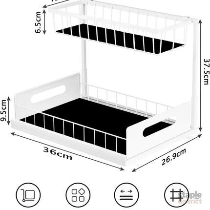 CARLA HOME 2 pack Under Sink Organiser with Sliding Drawers & 2 tier for Kitchen & Bathroom-2050057511779831814