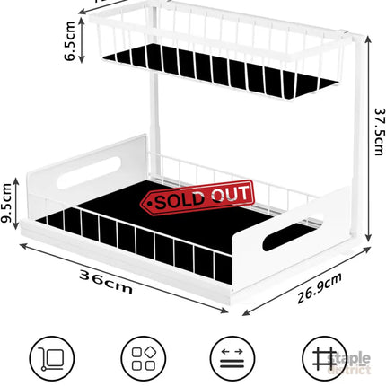 CARLA HOME 2 pack Under Sink Organiser with Sliding Drawers & 2 tier for Kitchen & Bathroom-2050057511779831814