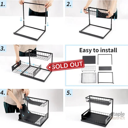 CARLA HOME 2 pack Under Sink Organiser with Sliding Drawers & 2 tier for Kitchen & Bathroom-2050057511779831816