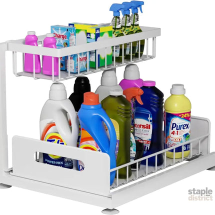 CARLA HOME 2 pack Under Sink Organiser with Sliding Drawers & 2 tier for Kitchen & Bathroom-2050057511779831817