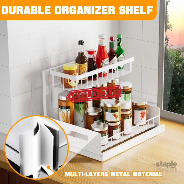 CARLA HOME 2 pack Under Sink Organiser with Sliding Drawers & 2 tier for Kitchen & Bathroom-2050057511779831810