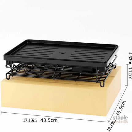 CARLA HOME 2-Tier Dish Drying Rack for Kitchen Counter with Drainboard, Utensil Holder, Cup Rack & Cutlery Organizer-2042061540567420935