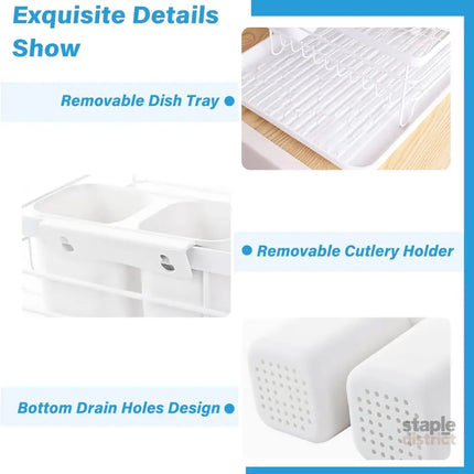 CARLA HOME 2-Tier Dish Drying Rack for Kitchen Counter with Removable Drip Tray, Utensil Holder and Cutlery Organizer-2042061540382871558