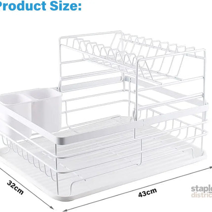 CARLA HOME 2-Tier Dish Drying Rack for Kitchen Counter with Removable Drip Tray, Utensil Holder and Cutlery Organizer-2042061540382871553