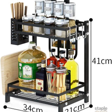 CARLA HOME 2-Tier Kitchen Spice Rack Organizer Storage Shelf for Condiments, Oil Bottles, Utensils, Cutting Board & More-2042061540198322178