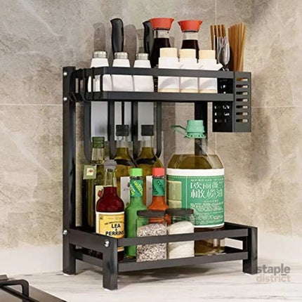 CARLA HOME 2-Tier Kitchen Spice Rack Organizer Storage Shelf for Condiments, Oil Bottles, Utensils, Cutting Board & More-2042061540198322181
