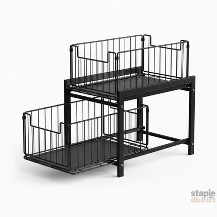 CARLA HOME 2 Tier Sliding Cabinet Organizer Drawer Storage Rack for Kitchen or Bathroom-2050057510345379848