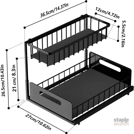 CARLA HOME 2 Tier Under Sink Organiser with Sliding Drawers for Kitchen & Bathroom-2042061542094147591