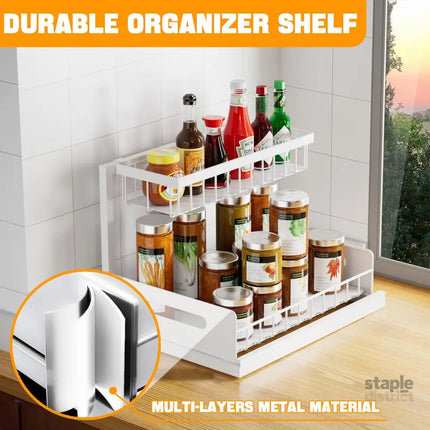 CARLA HOME 2 Tier Under Sink Organiser with Sliding Drawers for Kitchen & Bathroom-2050057510659952645