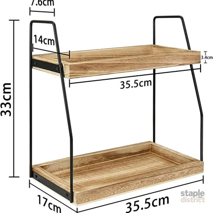 CARLA HOME 2-Tier Wooden Coffee Station Rack Organizer for Coffee Bar, Condiments, Syrups, Storage Jars & Spice Storage Shelf-2042061536377311233
