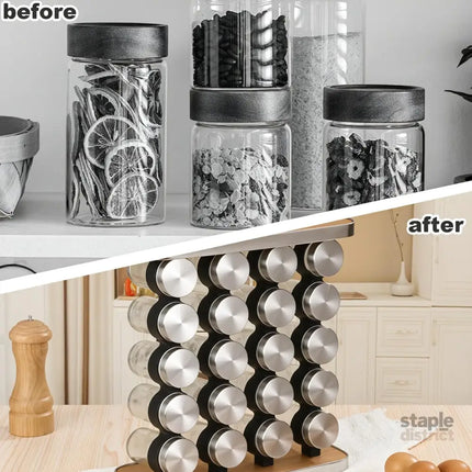 CARLA HOME 20-Jar Spice Rack Organizer Storage for Kitchen Countertop or Cabinet-2042061538893893637
