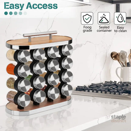 CARLA HOME 20-Jar Spice Rack Organizer Storage for Kitchen Countertop or Cabinet-2042061538893893636