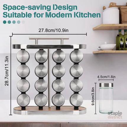 CARLA HOME 20-Jar Spice Rack Organizer Storage for Kitchen Countertop or Cabinet-2042061538893893633