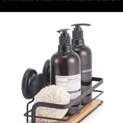 CARLA HOME  2 Pack Rectangular Bamboo Corner Shower Caddy Shelf Basket Rack with Premium Vacuum Suction Cup No-Drilling for Bathroom and Kitchen-2042061547177644036