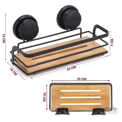 CARLA HOME  2 Pack Rectangular Bamboo Corner Shower Caddy Shelf Basket Rack with Premium Vacuum Suction Cup No-Drilling for Bathroom and Kitchen-2042061547177644040
