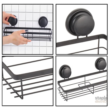 CARLA HOME  2 Pack Rectangular Corner Shower Caddy Shelf Basket Rack with Premium Vacuum Suction Cup No-Drilling for Bathroom and Kitchen-2042061555020992517