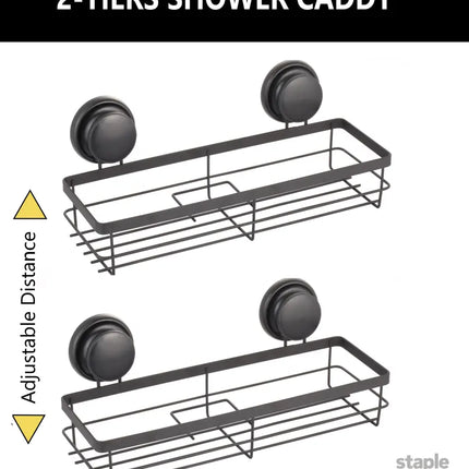 CARLA HOME  2 Pack Rectangular Corner Shower Caddy Shelf Basket Rack with Premium Vacuum Suction Cup No-Drilling for Bathroom and Kitchen-2042061555020992514