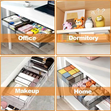 CARLA HOME 3‑Pack Under Desk Storage Drawers Hidden Pull‑Out Organizer for Office & Home-2050057504381079559