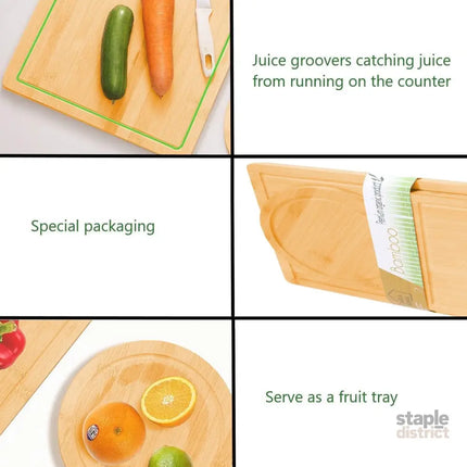 CARLA HOME 3 Pieces Bamboo Cutting Board with Juice Groove and Mobile Holder included for Home Kitchen-2042061560481976329