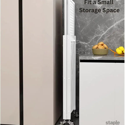 CARLA HOME 3-Tier Foldable Storage Shelf with Wheels for Kitchen, Garage, Pantry or Basement (White)-2042061537757237254