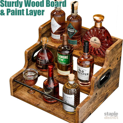 CARLA HOME 3-Tier Liquor Bottle Display Shelf Rack Bar Organizer for Whiskey, Wine, Coffee Syrups, Spirits & Bottles-2050057514434826245