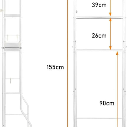 CARLA HOME 3-Tier Over The Toilet Storage Rack with Hooks & Paper Holder for Bathroom & Laundry Room-2042061538721927169