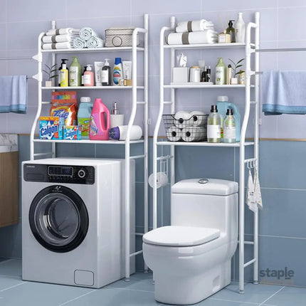 CARLA HOME 3-Tier Over The Toilet Storage Rack with Hooks & Paper Holder for Bathroom & Laundry Room-2042061538721927173
