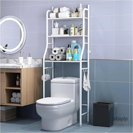 CARLA HOME 3-Tier Over The Toilet Storage Rack with Hooks & Paper Holder for Bathroom & Laundry Room-2042061538721927168