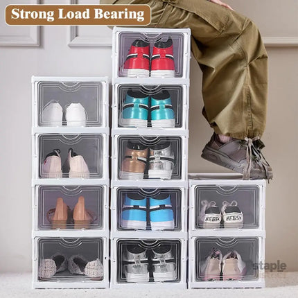 CARLA HOME 3-Tier Stackable Shoe Storage Box Organizer with Clear Door for Closet, Entryway or Cabinet-2042061557394968578