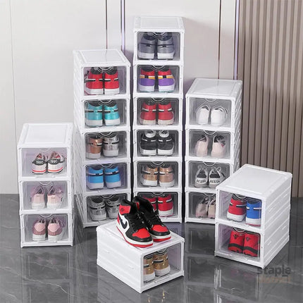CARLA HOME 3-Tier Stackable Shoe Storage Box Organizer with Clear Door for Closet, Entryway or Cabinet-2042061557394968585