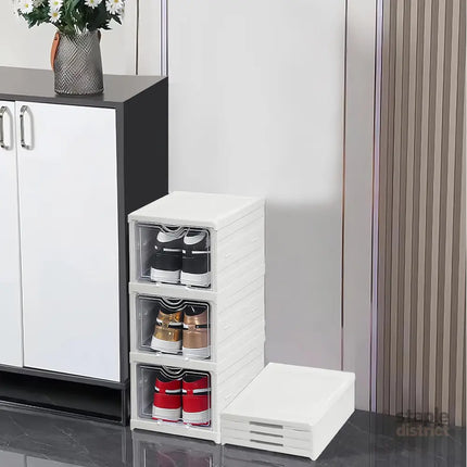 CARLA HOME 3-Tier Stackable Shoe Storage Box Organizer with Clear Door for Closet, Entryway or Cabinet-2042061557394968576