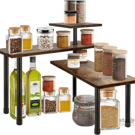 CARLA HOME 3-Tier Wooden Corner Shelf Kitchen Spice Rack Organiser Home Storage & Organisation-2042061557185253376