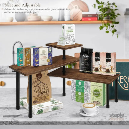 CARLA HOME 3-Tier Wooden Corner Shelf Kitchen Spice Rack Organiser Home Storage & Organisation-2042061557185253381