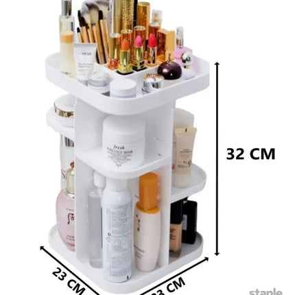 CARLA HOME 360 Rotating Large Capacity Makeup Organizer for Bedroom and Bathroom (White)-2042061560666525704