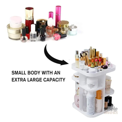 CARLA HOME 360 Rotating Large Capacity Makeup Organizer for Bedroom and Bathroom (White)-2042061560666525702