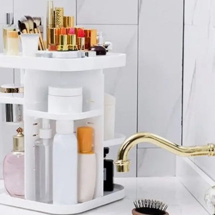 CARLA HOME 360 Rotating Large Capacity Makeup Organizer for Bedroom and Bathroom (White)-2042061560666525700
