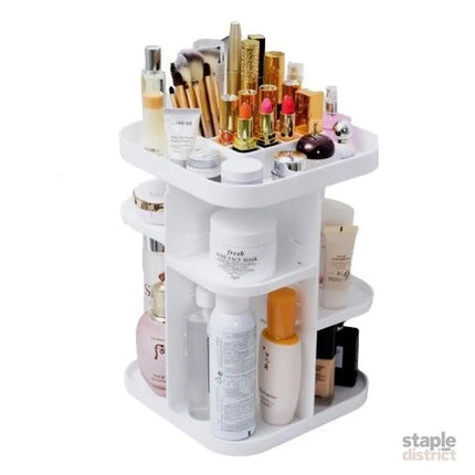 CARLA HOME 360 Rotating Large Capacity Makeup Organizer for Bedroom and Bathroom (White)-2042061560666525696