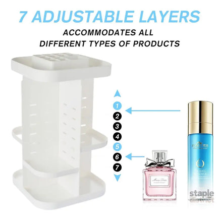 CARLA HOME 360 Rotating Large Capacity Makeup Organizer for Bedroom and Bathroom (White)-2042061560666525701