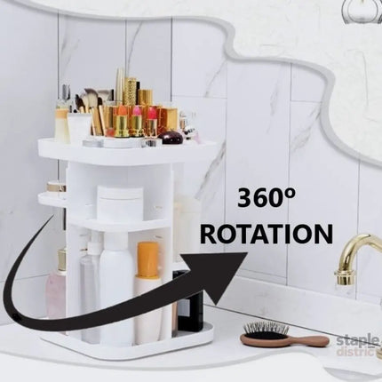 CARLA HOME 360 Rotating Large Capacity Makeup Organizer for Bedroom and Bathroom (White)-2042061560666525698