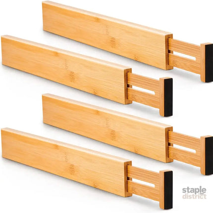 CARLA HOME  4 Pack Bamboo Adjustable Kitchen Drawer Dividers (Large, 44-55 cm)-2042061556983926784