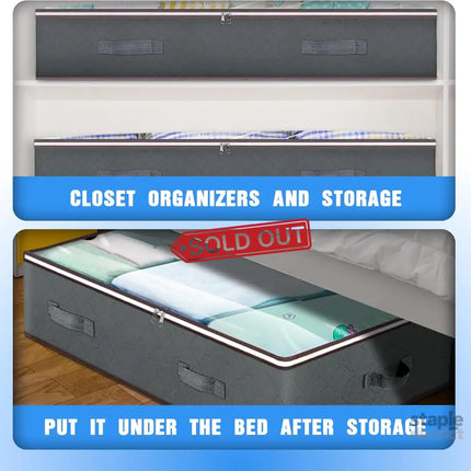 CARLA HOME 4 Pack Underbed Storage Bins with 90L Large Capacity Storage Containers for Comforters, Linen, Pillows, Toys, Towels, Blankets-2050057505190580228