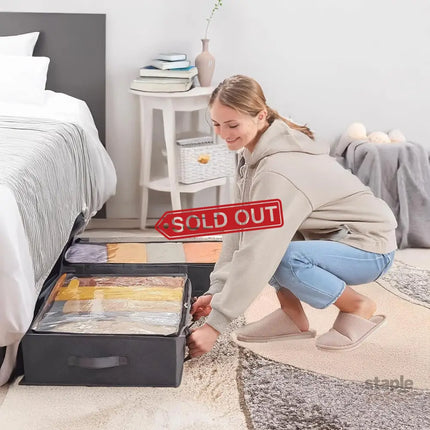CARLA HOME 4 Pack Underbed Storage Bins with 90L Large Capacity Storage Containers for Comforters, Linen, Pillows, Toys, Towels, Blankets-2050057505190580231